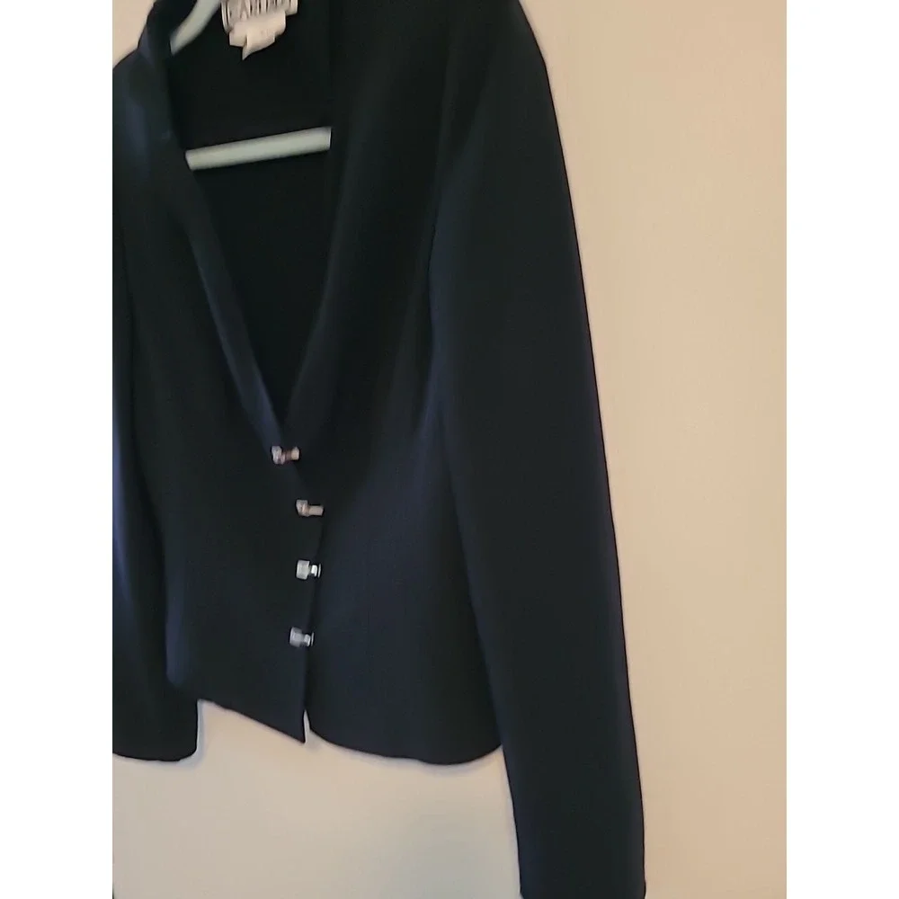 CARLISLE Womans Size 6 DIPLOMAT Black Wool Blend‎ BLAZER JACKET Silver